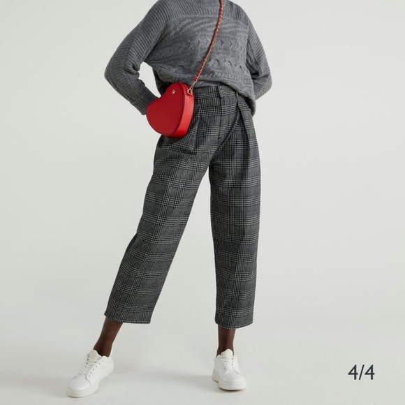 ✨Benetton (NWT) High-Waisted Check Trousers Dark Gray Size 25✨ - Picture 9 of 10